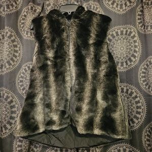 Reversible Faux Fur Hooded Vest